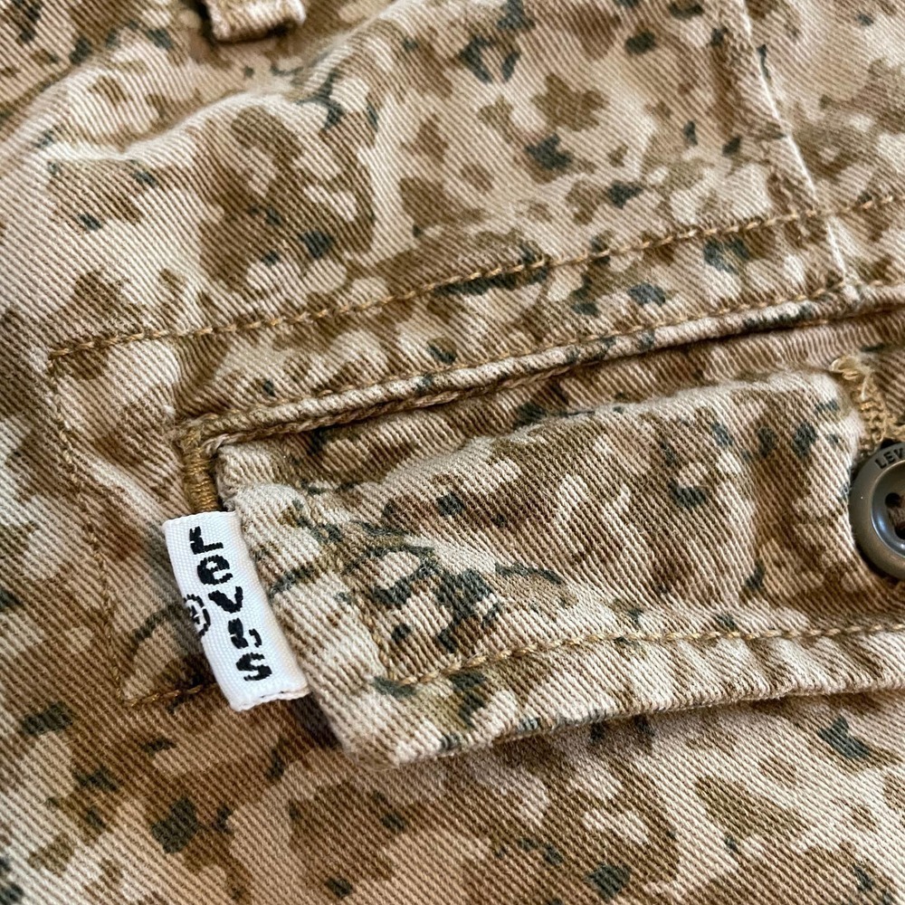 Levi's Camo Cargo Shorts 90s Y2K Cut Off Tan Brown White Tab Logo Mens 32 - Picture 11 of 13